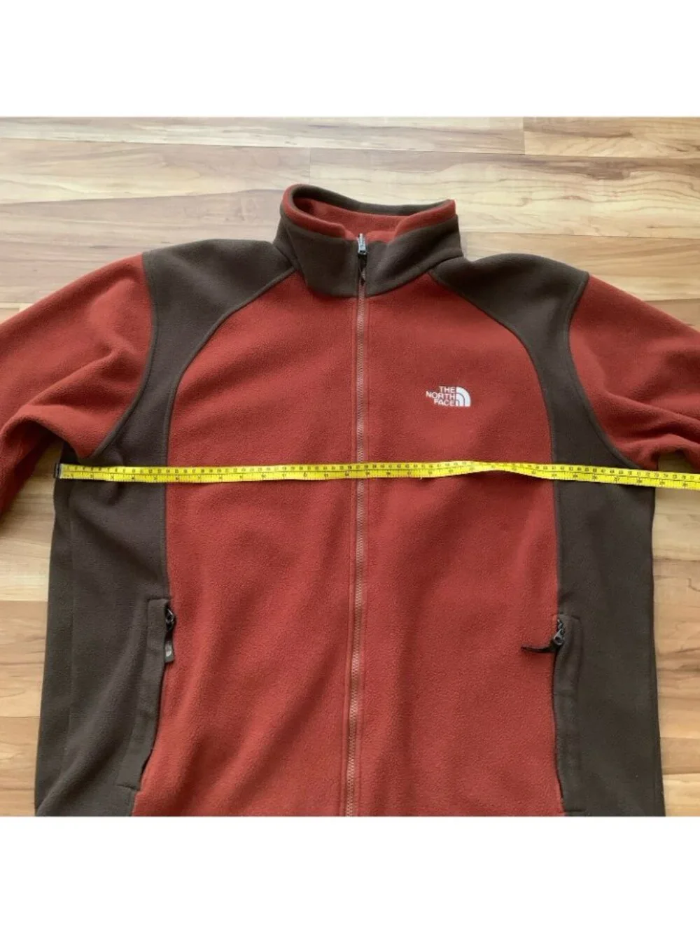 The North Face Men’s 2XL Full Zip Fleece Jacket Rust Brown Zip Pockets